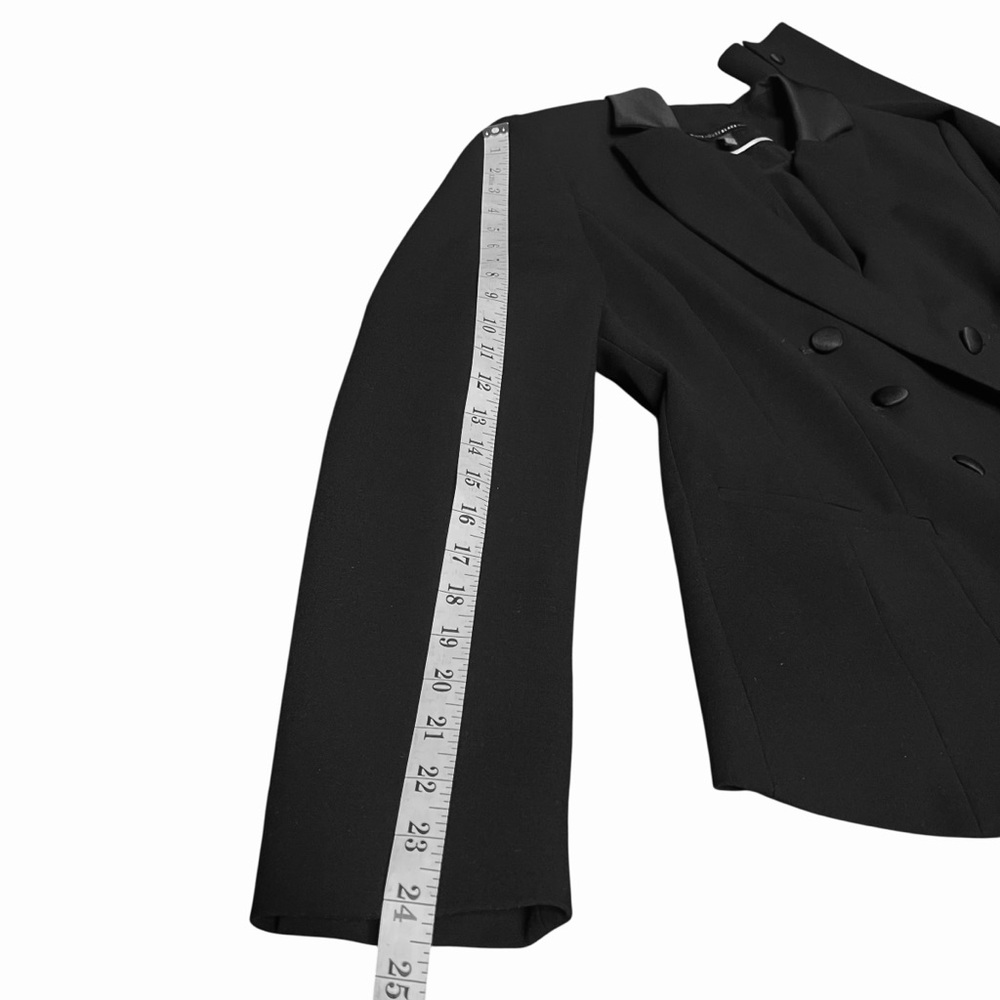 WHBM Studio Tuxedo Collared Black Double Breasted Semi Fitted Crop Jacket SZ 10 - Picture 9 of 15